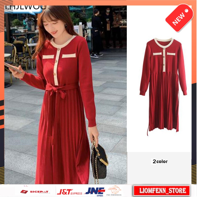 Dress Wanita Korean Style Autumn Winter Basic Feminine Vestidos Hot Sales Women Cute Sweet Girls Cas