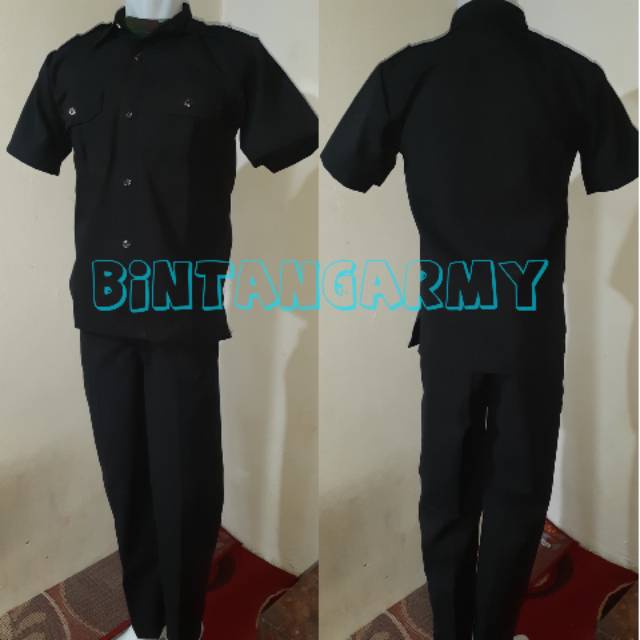 Seragam Safari Hitam Pendek / Seragam Supir / Seragam Security / Seragam Satpam