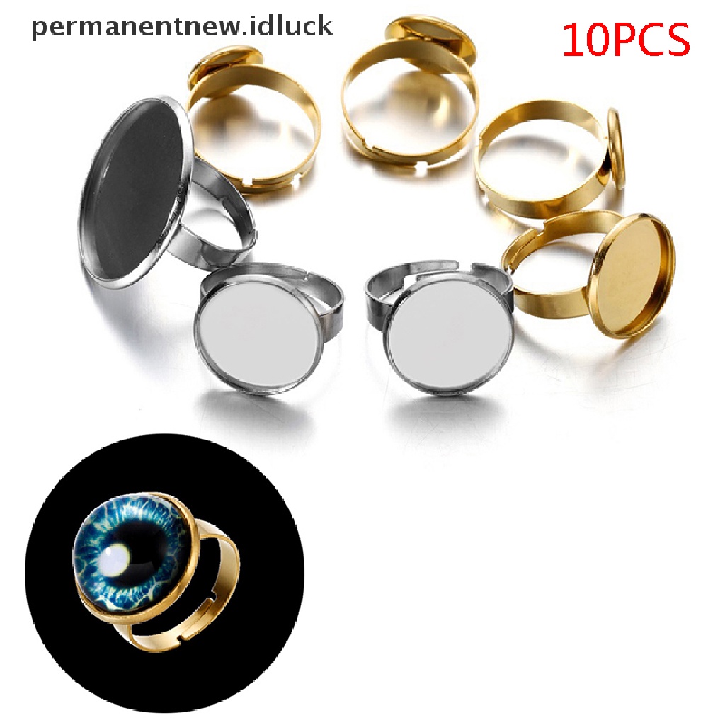 10 Pcs Cincin Kosong Bahan Stainless Steel Adjustable Ukuran 10 12 14 16 18 20 25mm Untuk Membuat Perhiasan