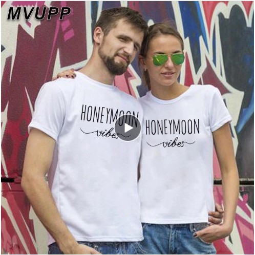 Diskon!!! KAOS COUPLE KADO ULANG TAHUN SOUVENIR VALENTINE BIG SIZE 2XL 3XL 4XL 5XL HONEYMOON VIBES