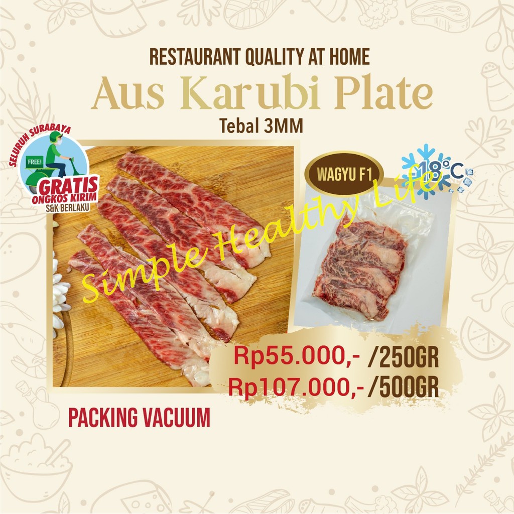 

AUS Karubi Plate (Wagyu Beef F1) Tebal 3mm