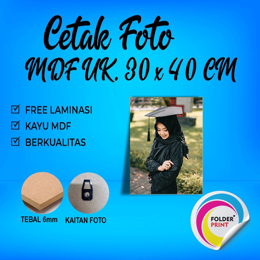 Cetak Foto Bingkai Kayu MDF 12R 30x40 cm Custom Free Laminasi