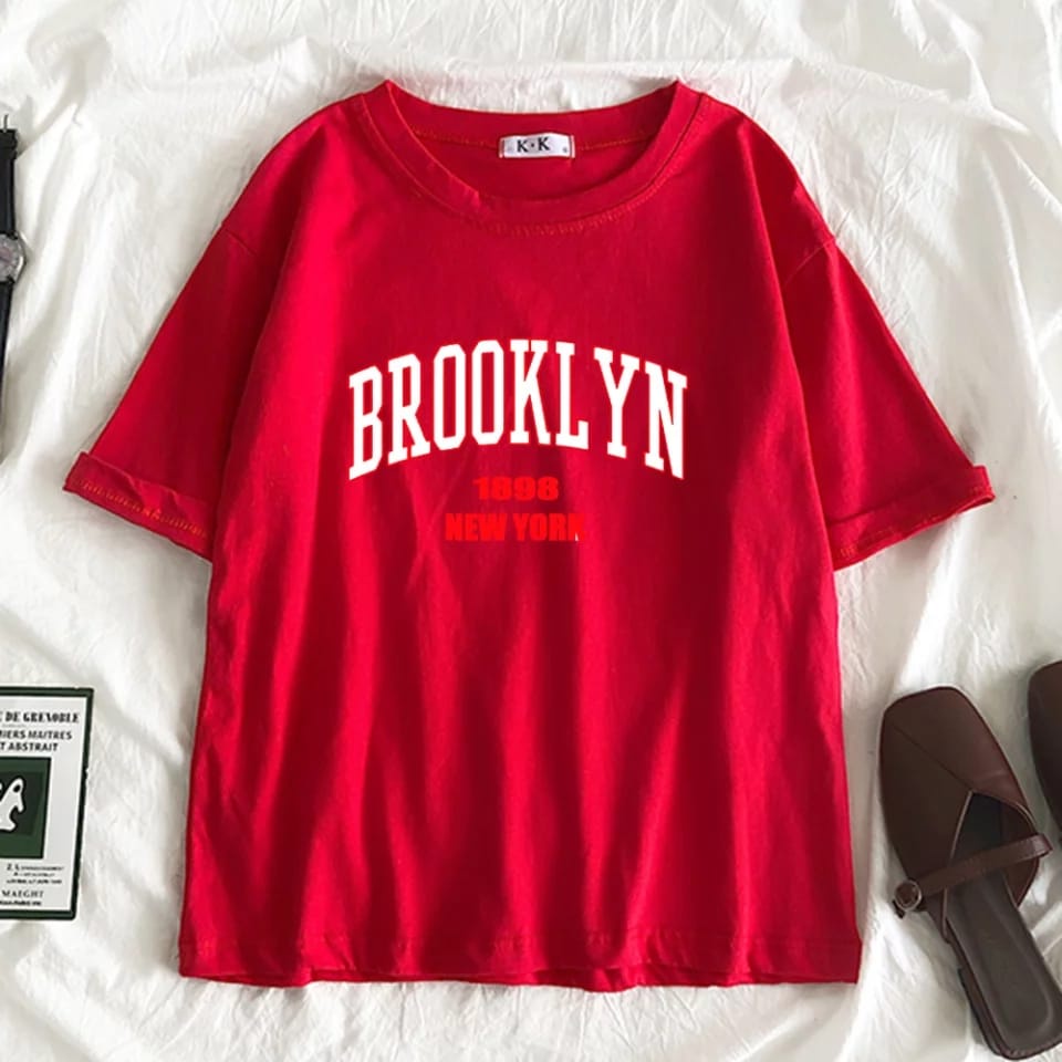 COD-baju lengan pendek BROOKLYN ML,XL,XXL t-shirt oversize baju distro kaos keren-belibeli