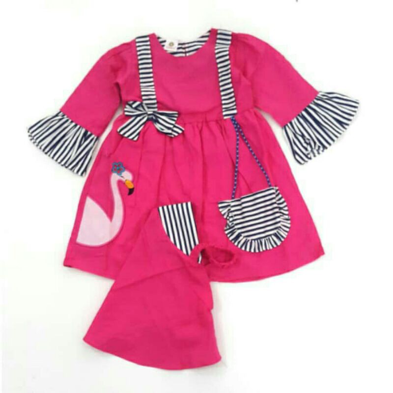 Gamis angsa bayi 1-2 tahun/Fashion muslim bayi cewek stelan baju gamis muslim jilbab bayi cewek bayi