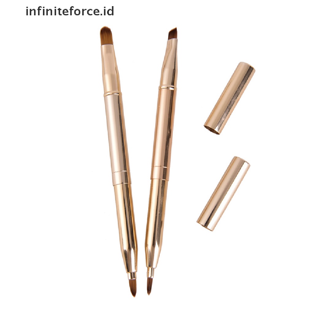 Infiniteforce.id Brush Makeup Retractable Kepala Ganda Untuk Eyeshadow / Eyeliner / Alis / Bibir