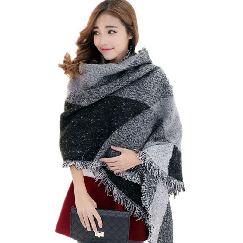 syal rajut wanita korea musim dingin winter premium import casual gradasi