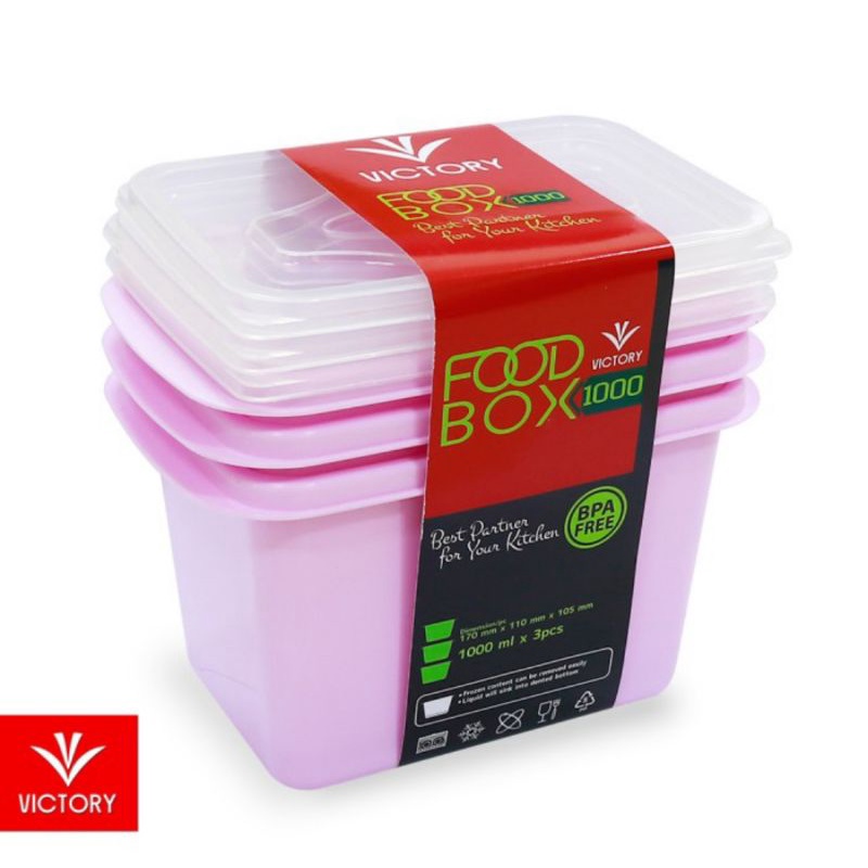 3 pcs FOODBOX 1000 ml Kotak Makan Plastik Victory tersedia / box makan foodgrade