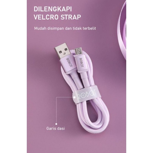 PROMO ROBOT RSM100 KABEL DATA MICRO USB 2.4A 100CM GARANSI RESMI