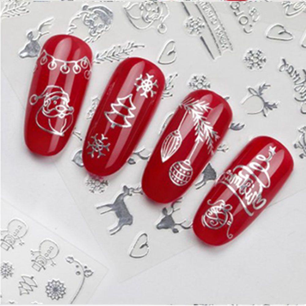 R-flower nail Sticker Dekorasi Kuku Amplop Silver 3D