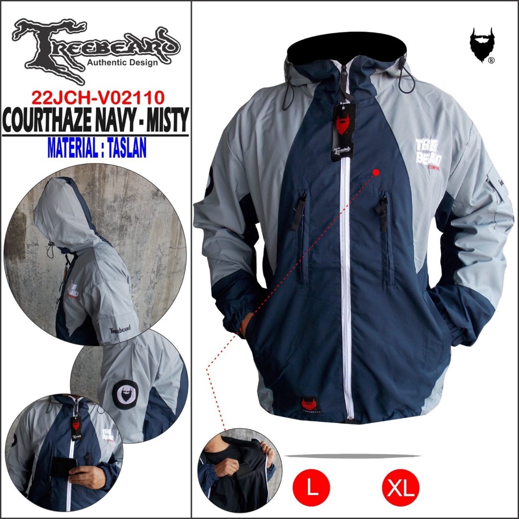 TERBARU ! Jaket Gunung Pria Waterproof STROMLINE Treebeard Anti Air Taslan Jaket Outdoor Hiking Windproof / Jaket Outdoor Pria Wanita Anti Air / Jaket Motor-CR NAVY MISTY