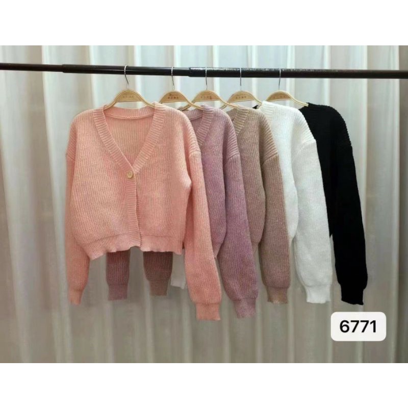 Cardigan Slit Top Knit Import TM (6771)