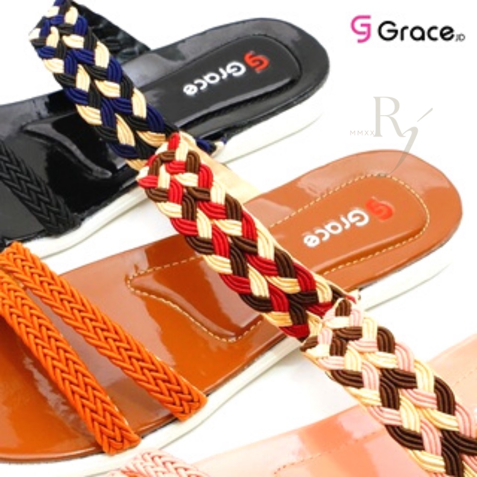 GRACE [LIDIA BAN 3M] Sandal Slop Kepang/ Sandal Wanita Selop Kepang Teplek/ Sendal Selop Cewek Kepang