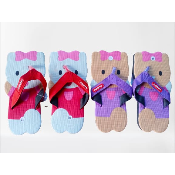 Sandal anak perempuan Hello Kitty/Happy cat UNGU dan MERAH