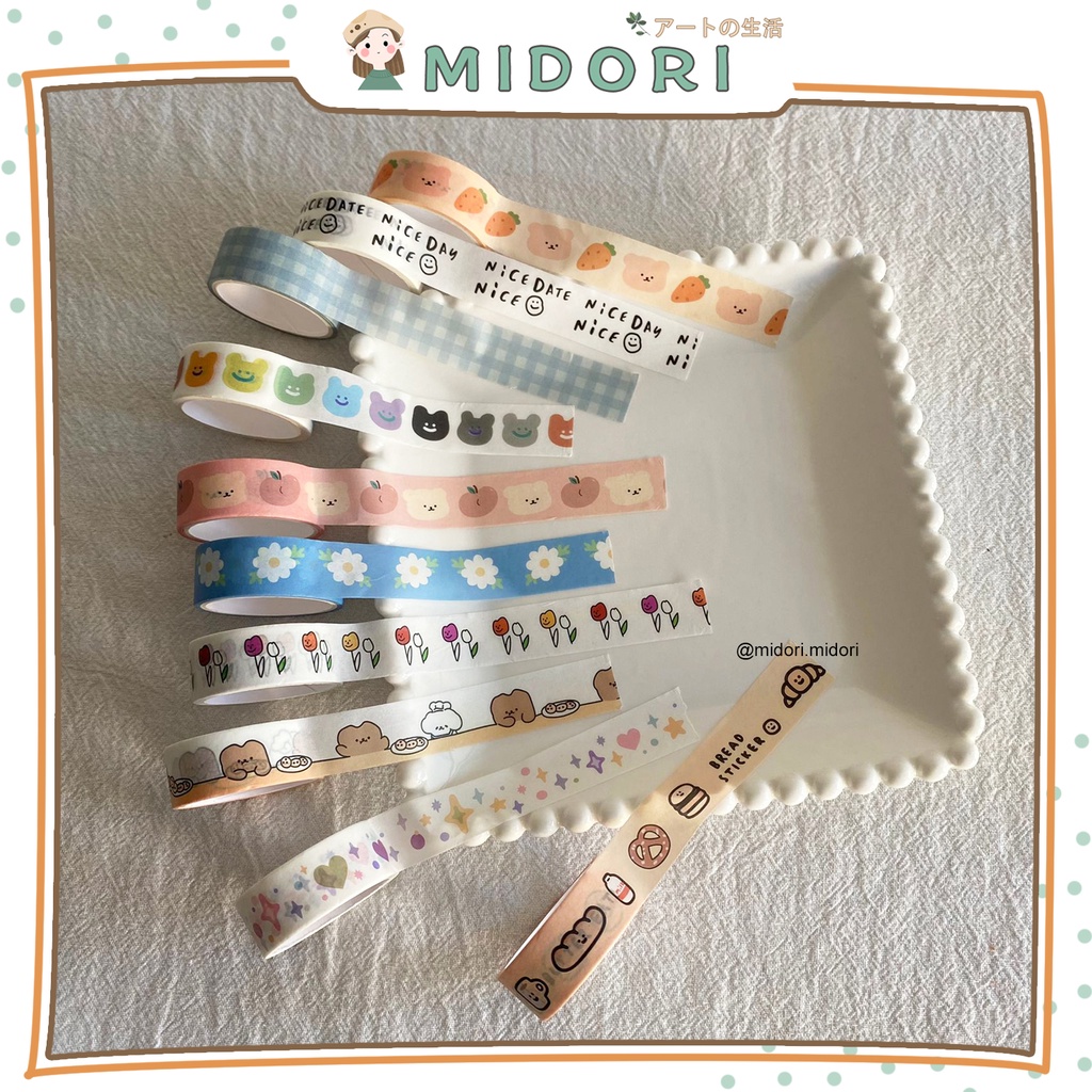 

[MIDORI] 1Pc CUTIE Washi Tape Masking Tape BuJo DIY Scrapbook Journal - A0037