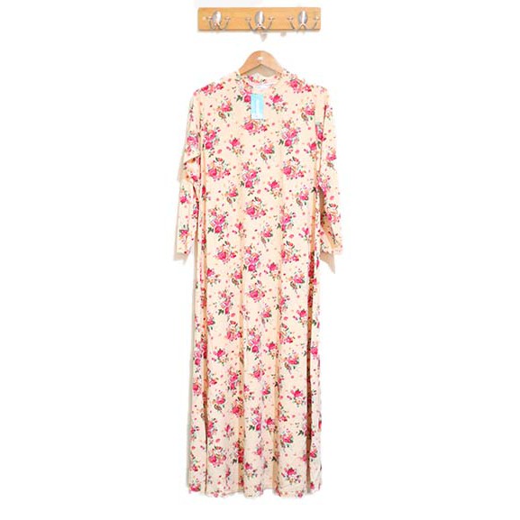 Gamis Vamosh ORIGINAL  ALL SIZE GPT Amara - Cream Motif Bunga