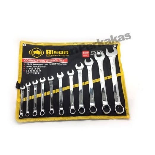 [Ori100%] Kunci Ring Pas Set Bison 8-24 11pcs Original 100% BISON / BISON Kunci Ring Pas Set 11pcs 8 - 24 Kunci Kombinasi Wrench Set Murah Perkakas Bengkel