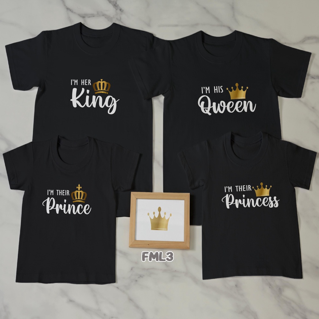 [KAOS] keluarga couple family set crown king queen prince princess anak dewasa birthday set cotton combed full color murah best FML3