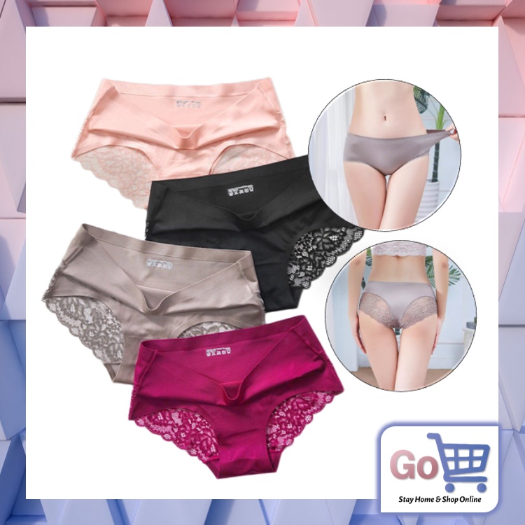Go - C782 Celana Dalam Wanita Renda Seamless Ice Silk / CD Wanita / Women Underwear