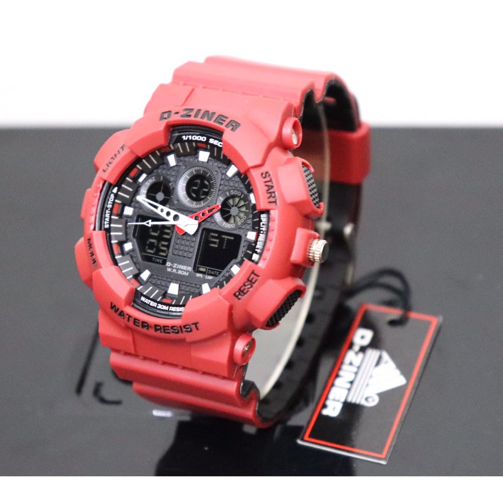 JAM TANGAN DZINER GA 100 ORI ANTI AIR RED