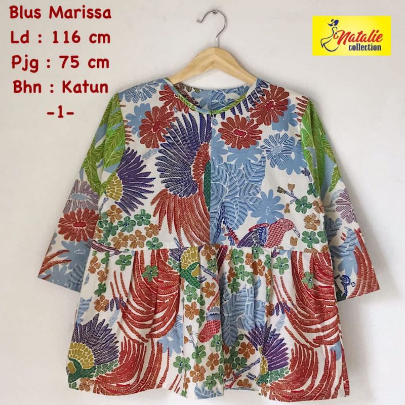 Blouse Batik Wanita Model Peplum Motif Bunga Marisaa Terbaru