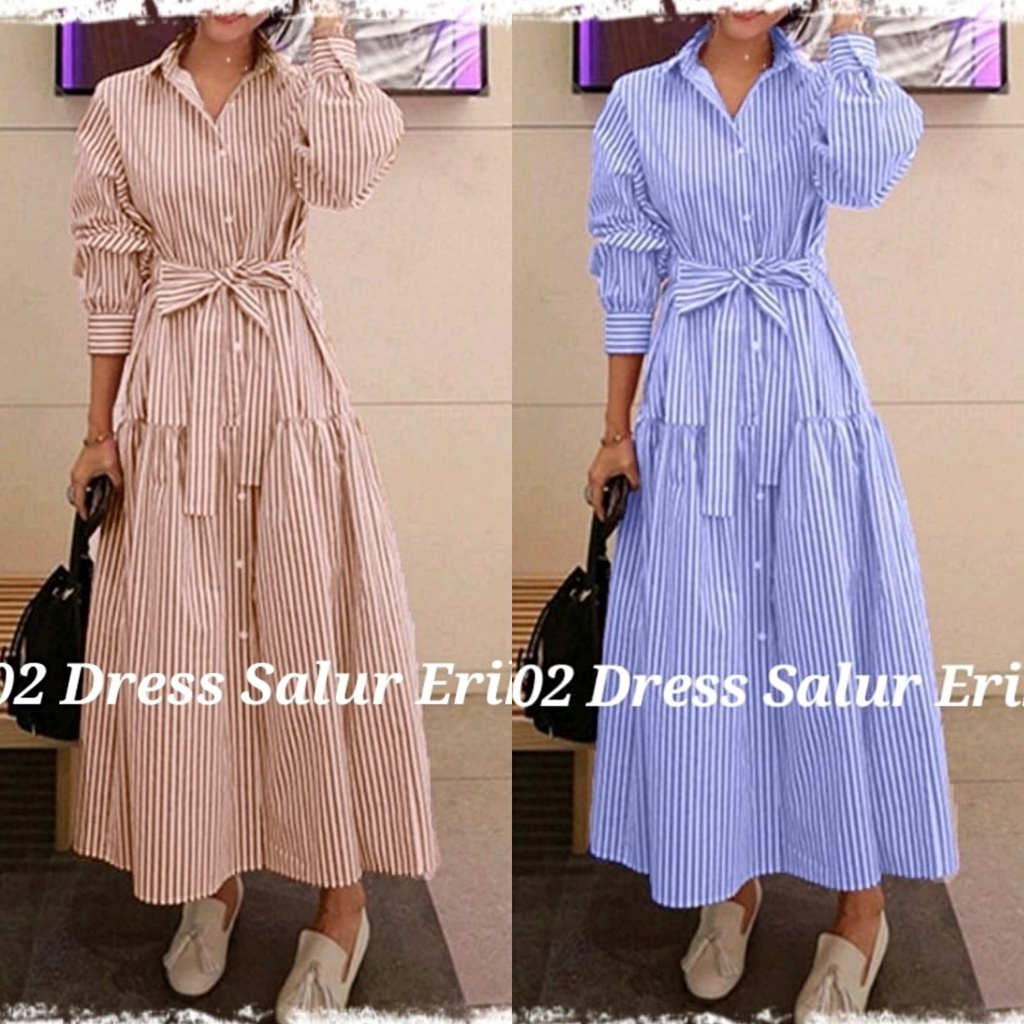 Maxi Dress Salur / gamis garis garis / Erika - ab / dress terusan panjang dress Bangkok bkk simple dress casual