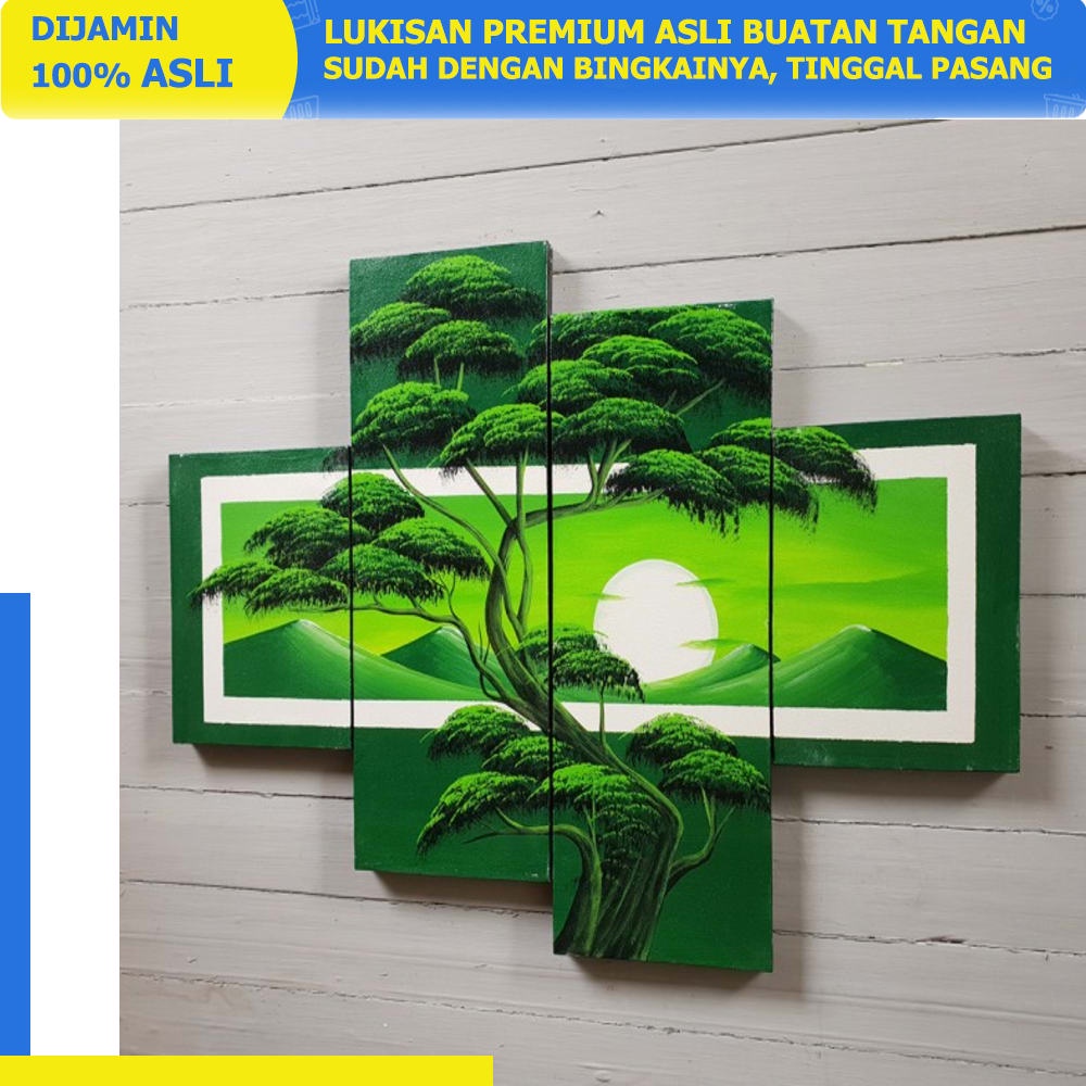 LUKISAN PEMANDANGAN ALAM HIJAU - DEKORASI DINDING RUMAH (BISA COD) LUKISAN WAYANG KULIT PANDAWA LIMA