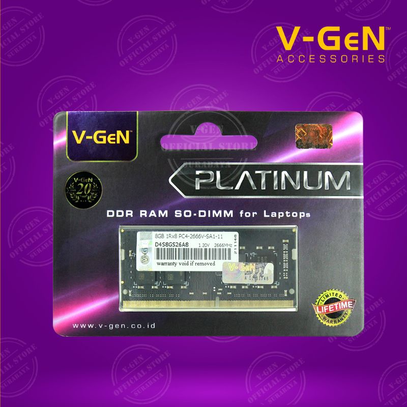 DDR4 SODimm V-GeN 8GB PC21300 2666Mhz Platinum