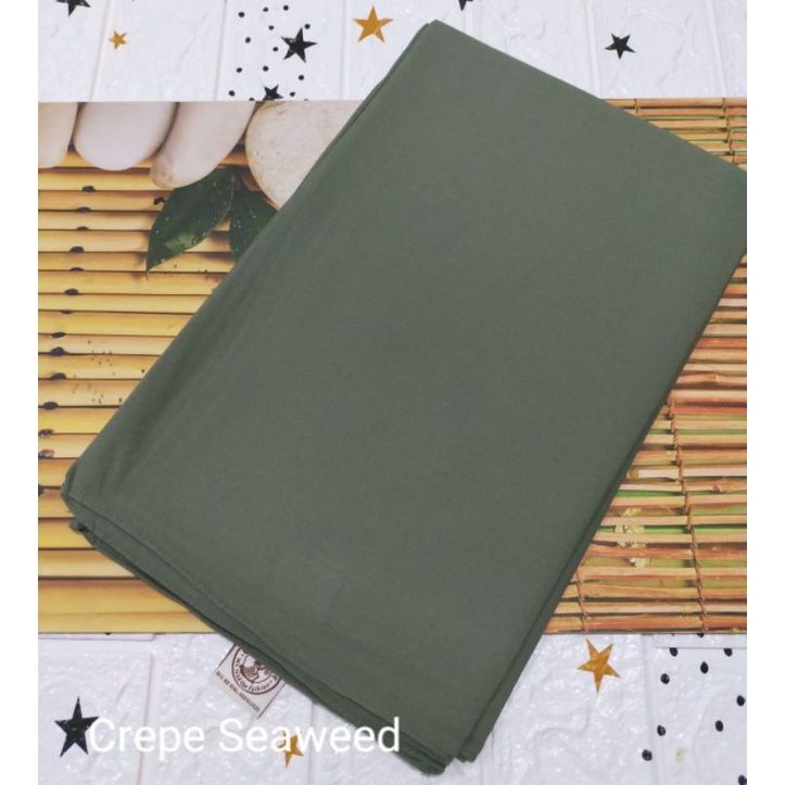 [175X75 CM] Jilbab Pashmina Polos Crepe Diamond Italiano Umama-Crepe Seaweed