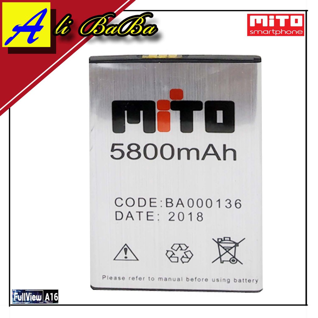 Baterai Handphone Mito Full View A16 BA-00136 Double Power Mito A16 Batre HP Mito A16 Battery Mito