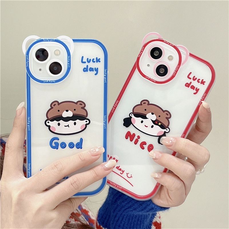 Soft Case Silikon Motif Kartun Beruang Untuk iPhone 13 12 11 Pro Max X Xr Xs Max SE 2020 8 7 6 6s Plus