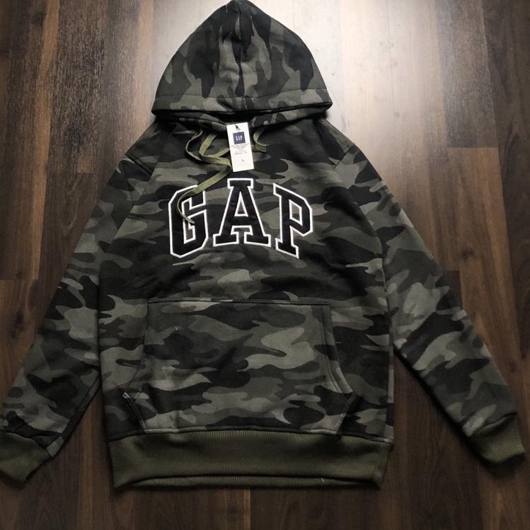 Sweater Hoodie GAP Bordir Camo Hijau Army Import Full Tag Wash + Label Mirror | MT.10Jn22ᵂ