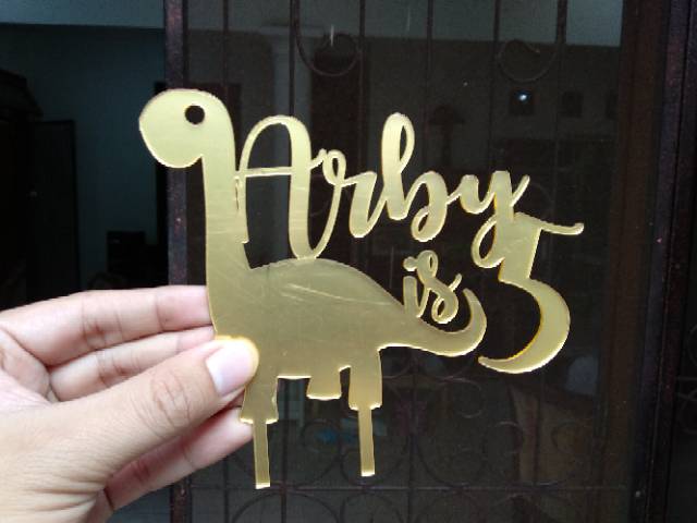 Cake Topper - Gold Mirror (BISA CUSTOM) - Rose Gold Ready