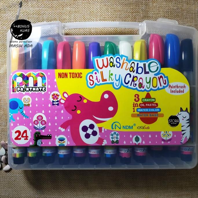 

NDM Washable Silky Crayon FULL set 24 / Paintmate Oil Pastel / Krayon ---READY---