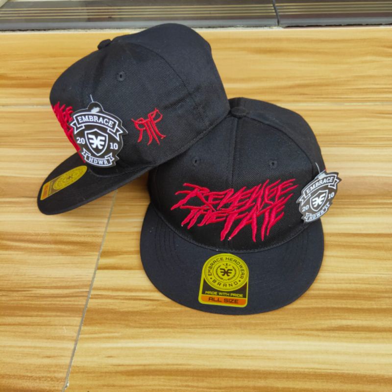 Topi Snapback metal distro pria Bordir Revenge the fate RTF