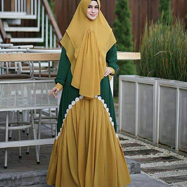 Liana Syar'i (Dress + Khimar), DRESS MUSLIM, baju wanita, baju gamis, dress, gamis, Baju gamis