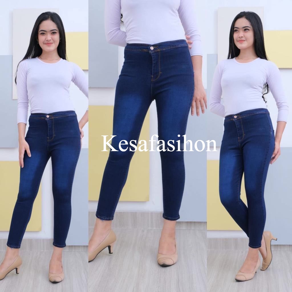 CELANA JEANS HIGH WAIST ONE BUTTON // CELANA JEANS HIGHWAIST KANCING SATU POLOS