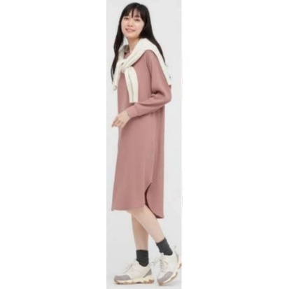 Women Waffle Crewneck Long Sleeve Dress Original Branded