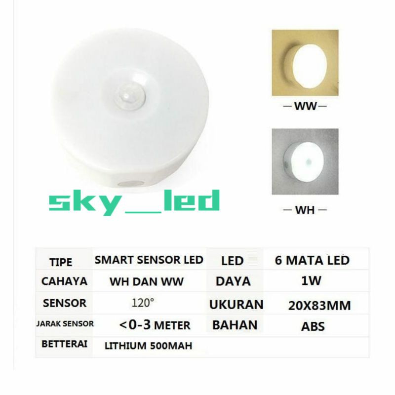 LAMPU TIDUR SENSOR GERAK LED / LAMPU LEMARI/ LAMPU TANGGA SENSOR LED/ LAMPU EMERGENCY