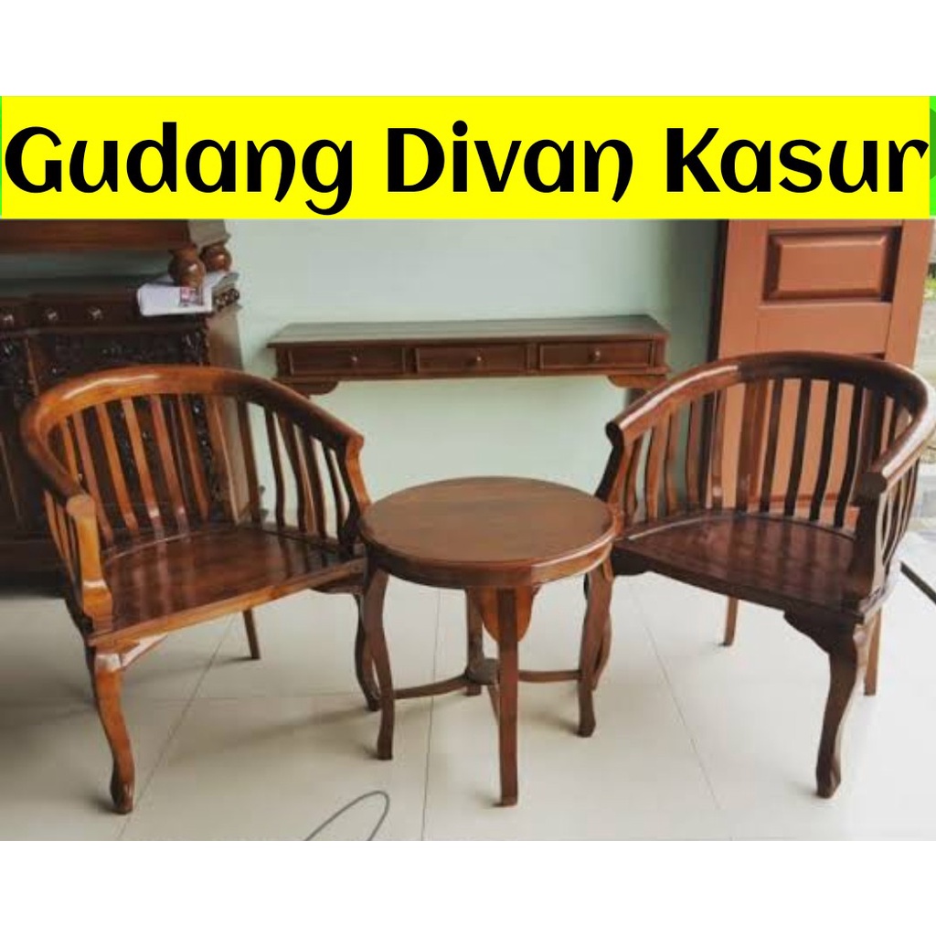 kursi teras jati betawi 2 kursi + meja