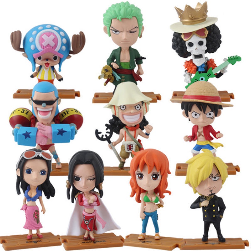 10pcs Mainan Action Figure Model Anime One Piece Luffy Zoro Nami Sanji Tony Chopper Untuk Hadiah Ulang Tahun Anak