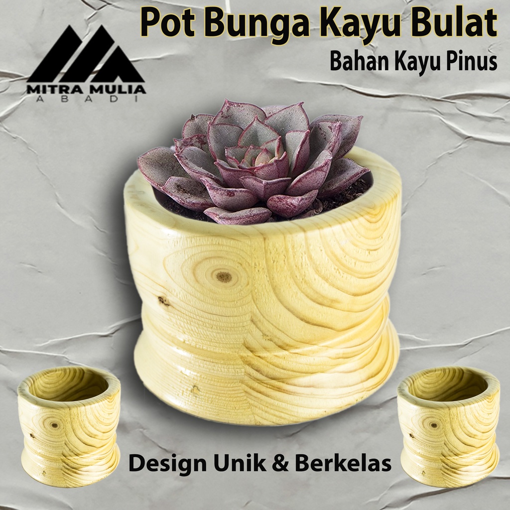 Pot Vast Bunga Kayu Pinus Unik warna Cream