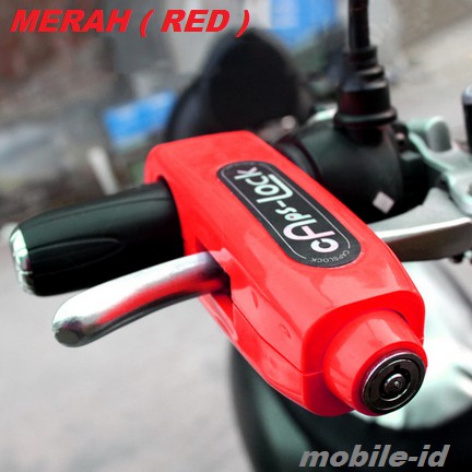 [LAGI PROMO 5.5] GEMBOK MOTOR CAPSLOCK PENGAMAN KUNCI STANG MOTOR ANTI MALING-MERAH