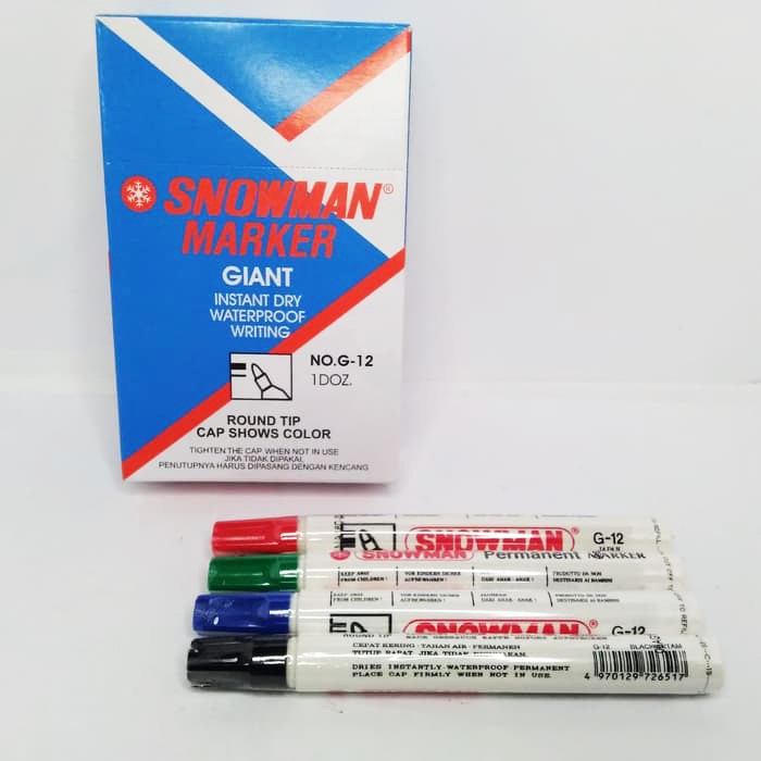 

SPIDOL SNOWMAN PERMANENT G 12 HITAM BIRU MERAH HIJAU SEPIDOL SNOWMEN G-12 ORIGINAL