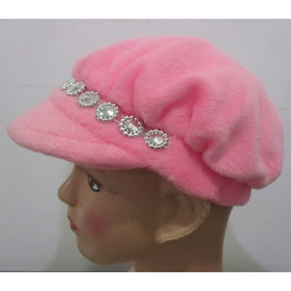 Topi Bayi Balita Anak Bulu Hiasan Mata Silver Metalic Warna Lucu Bayi