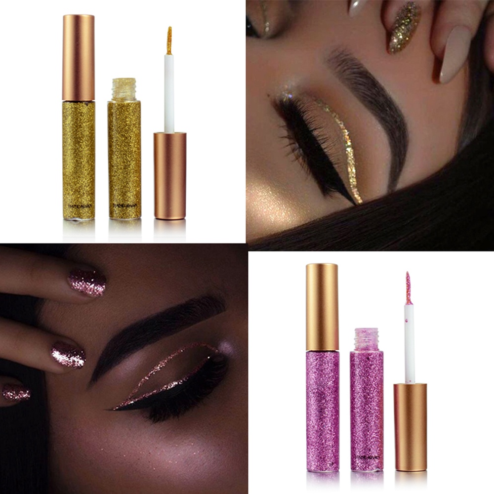 【Baru】HANDAIYAN 10 Colors Liquid Glitter Eyeliner, Metallic Shimmer Glitter Eyeshadow, Long Lasting Waterproof Sparkling Eyeliner Eye Shadow