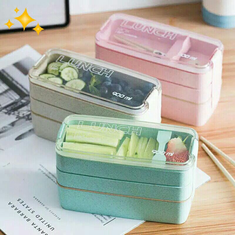 tempat makan / lunch box kotak susun 3