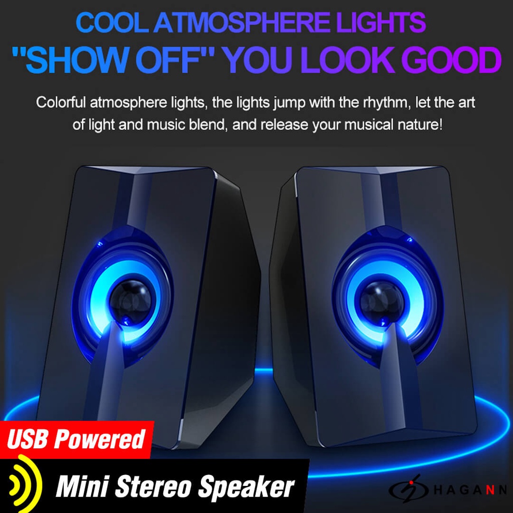 Speaker USB Kecil Aktif Portabel Mini Bass Computer PC Laptop Speker RGB Dengan Lampu LED SPE-A12