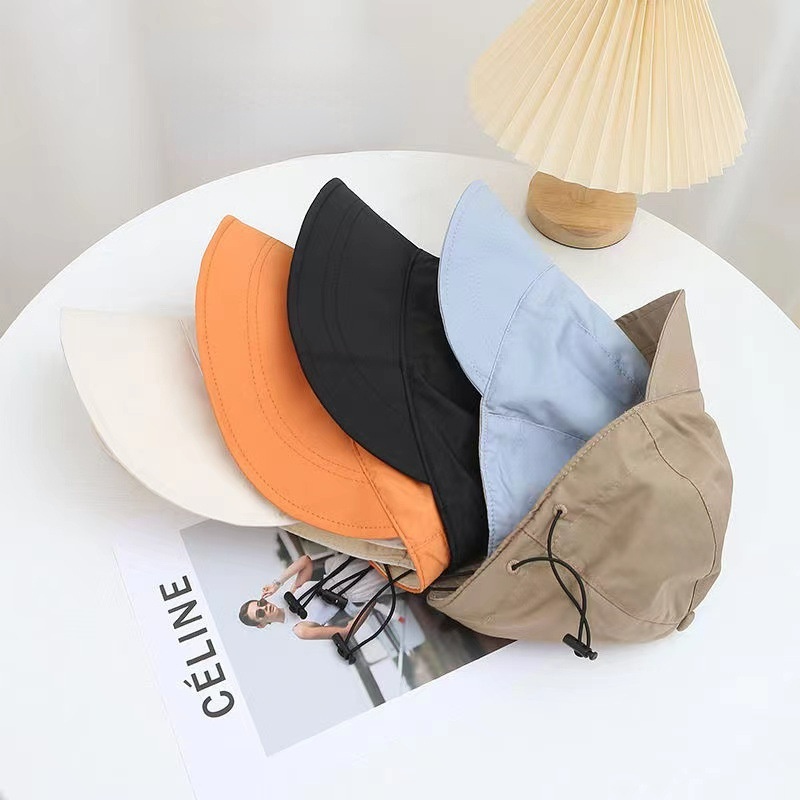 Fashion Topi Nelayan Adjustable Lipat Serut Wanita Luar Ruangan Besar Pinggiran Perlindungan UV Bernapas Cepat Kering Pantai Topi Matahari Topi Memancing Topi Bucket Hats