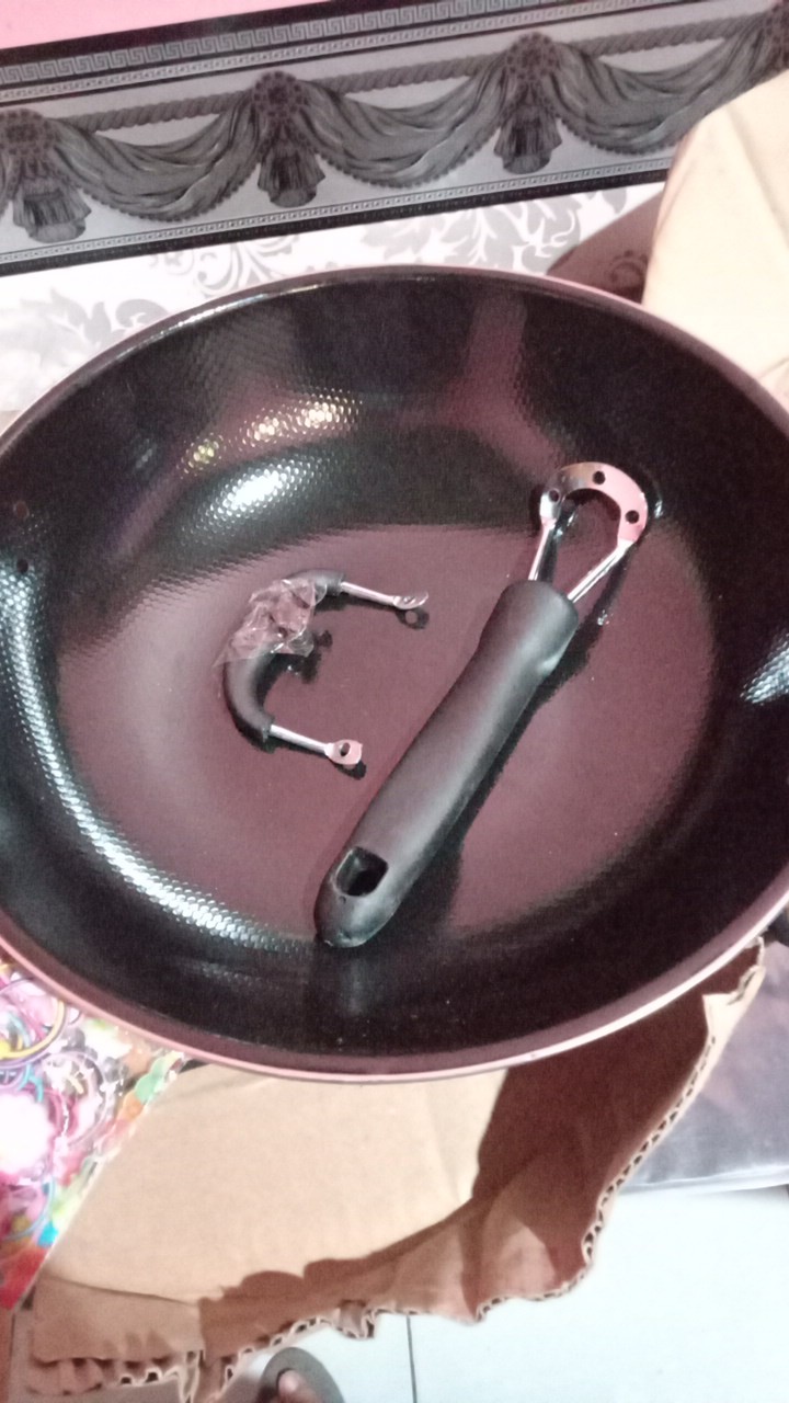 Wajan Enamel .teplon Gagang Panjang Anti Lengket 34cm