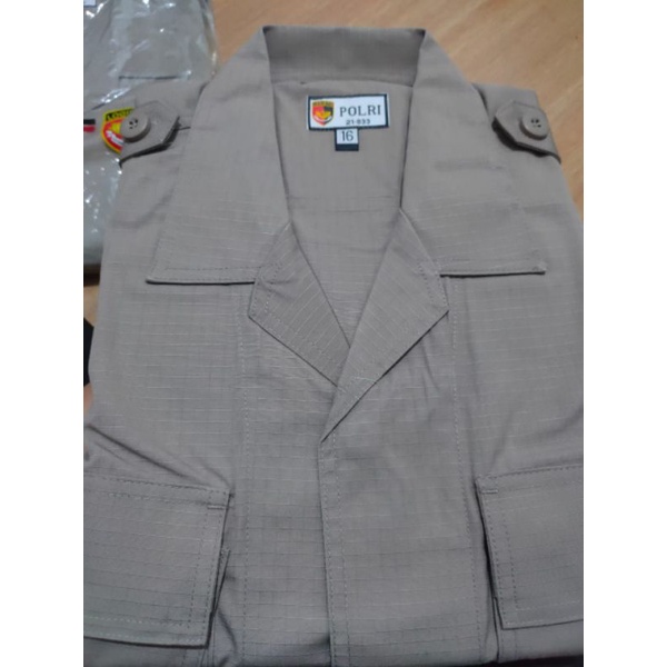 SATU STEL SERAGAM POLRI BAHAN PREMIUM 2023 BUKAN KOTAK KOTAK